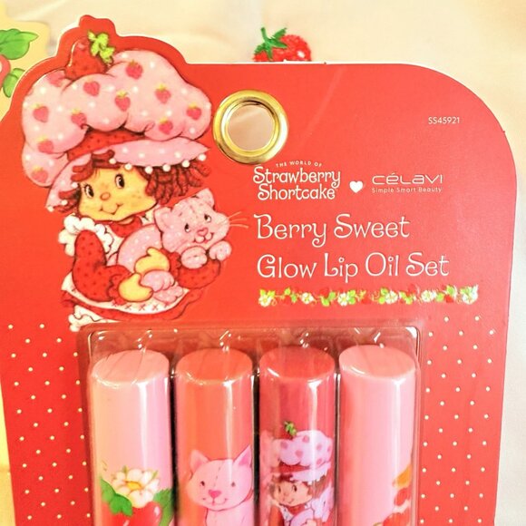 Strawberry Shortcake Berry Sweet Glow Lip Oil & Balm Celavi 2 Pack Bundle - Picture 4 of 7